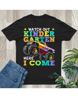 Back To School Kindergarten Here I Come For Boy Kid Truck Shirt Unisex Standard T-Shirt black s
