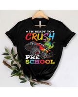 Crush Preschool Back To School Monster Truck Dinosaur Shirt Unisex Standard T-Shirt black s