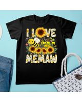 I Love Being A Memaw Sunflower Leopard Bee Mothers Day Shirt Unisex Standard T-Shirt black s